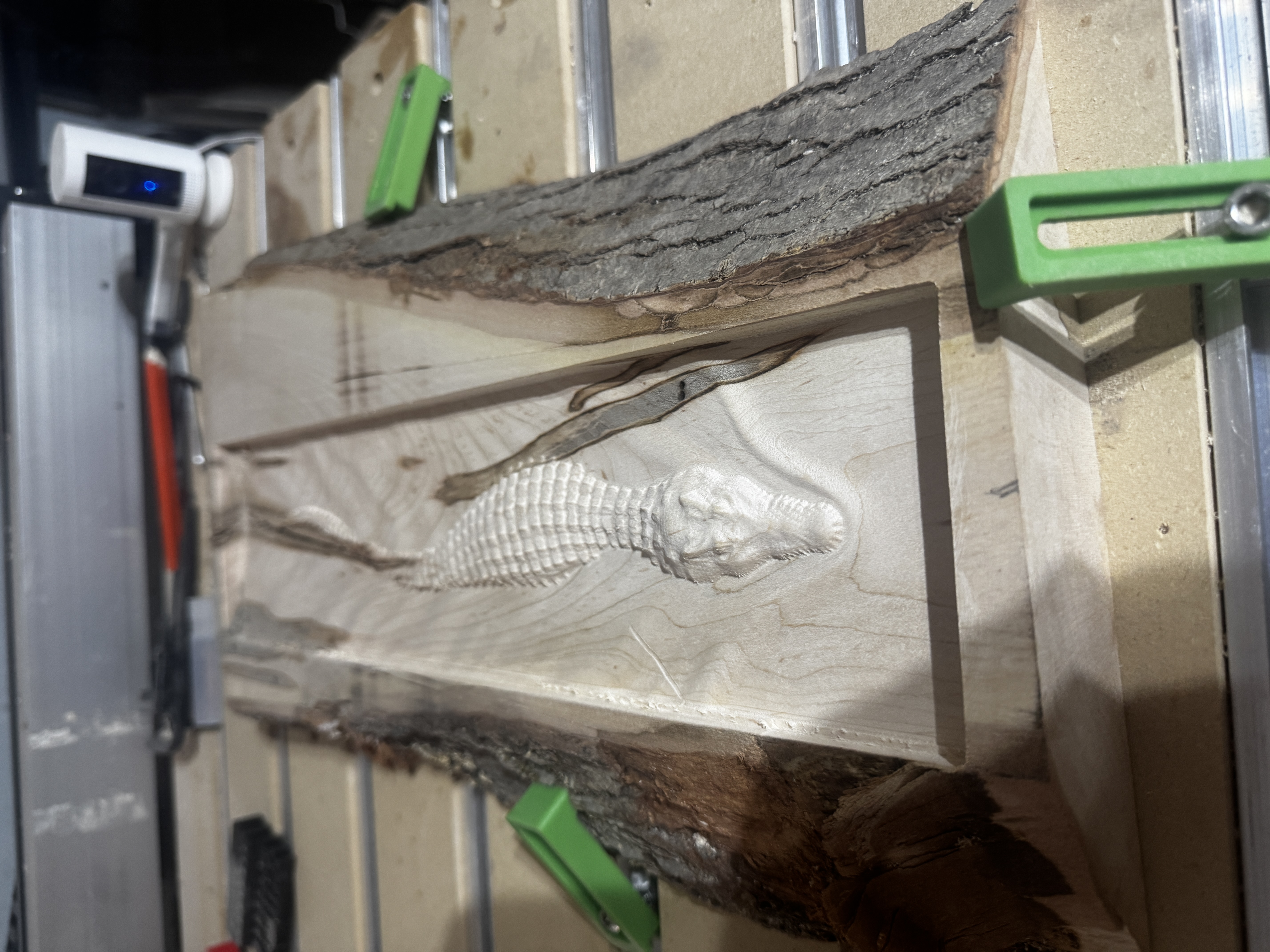 CNC carving with painted accents